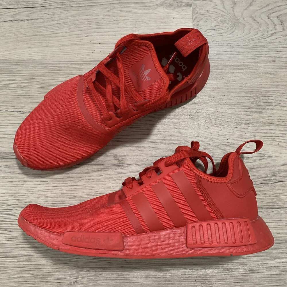 adidas NMD R1 Men's Low Top Lace-Up Mesh Sneakers Red/Scarlet FV9017